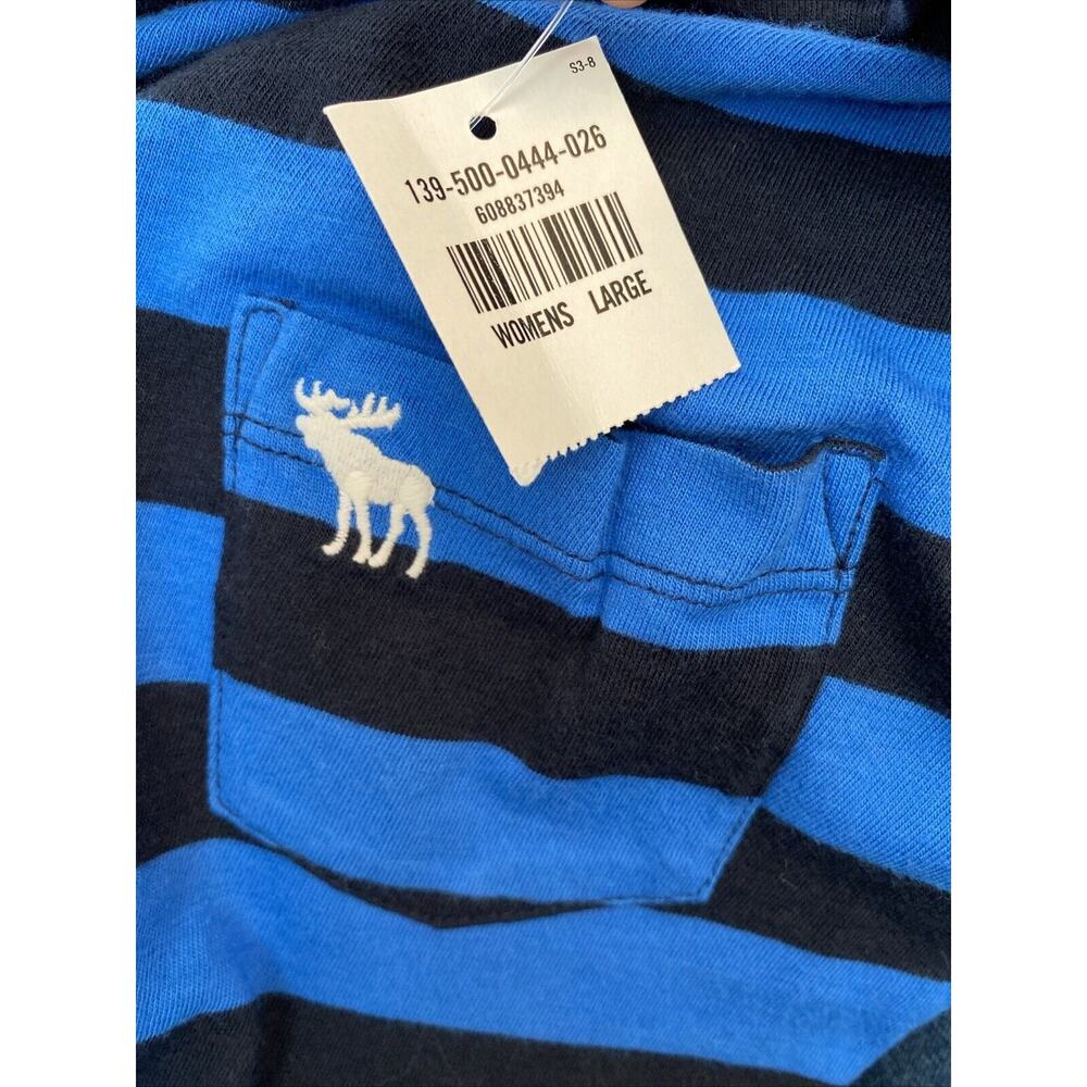 NEW Abercrombie & Fitch L Women’s Y2K Blue Striped Scoop Pocket T-shirt 90s - Picture 7 of 12